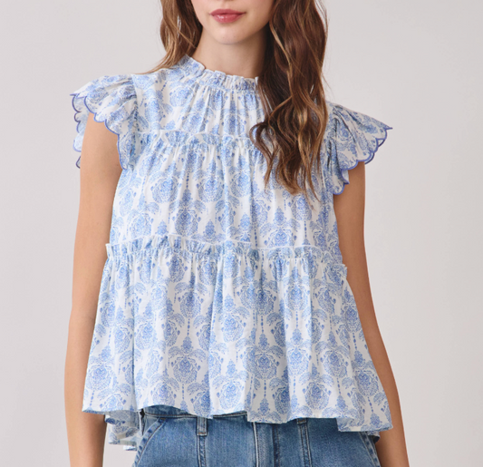 CT JULIA BLUE/ WHT BLOUSE