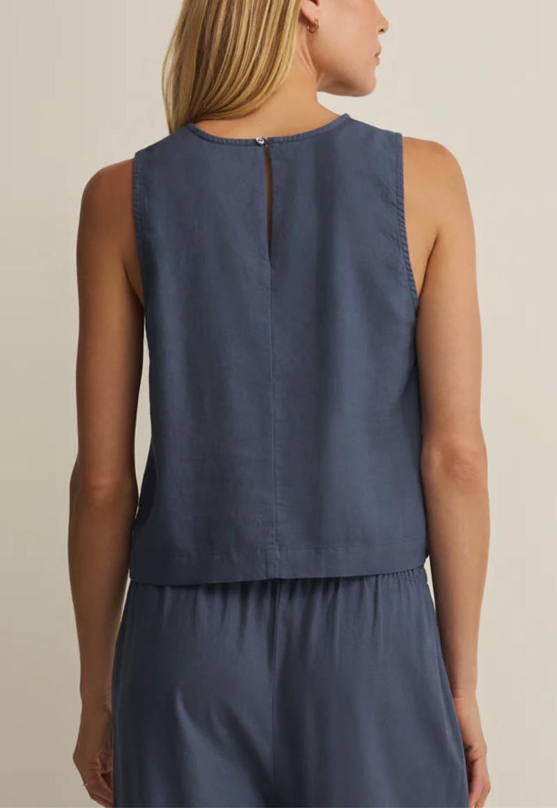 SZ SLOANE LINEN TOP INDIGO