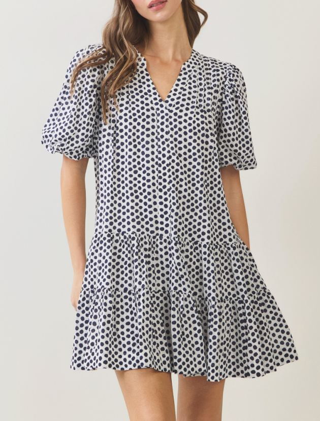 IP NVY POLKA DOT DRS