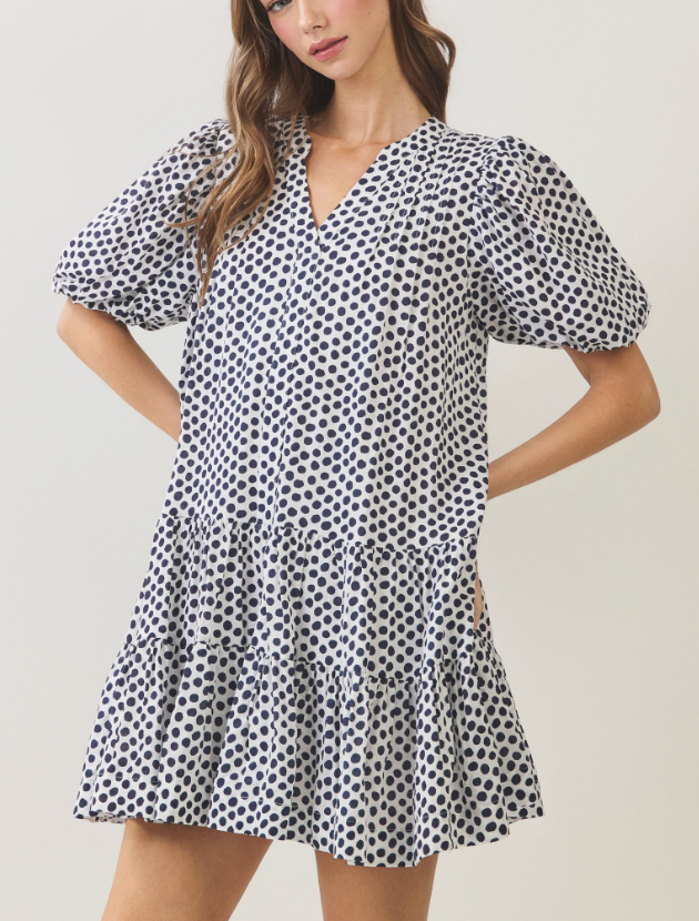 IP NVY POLKA DOT DRS