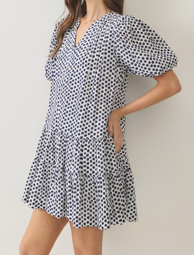 IP NVY POLKA DOT DRS