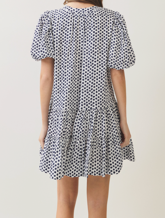 IP NVY POLKA DOT DRS
