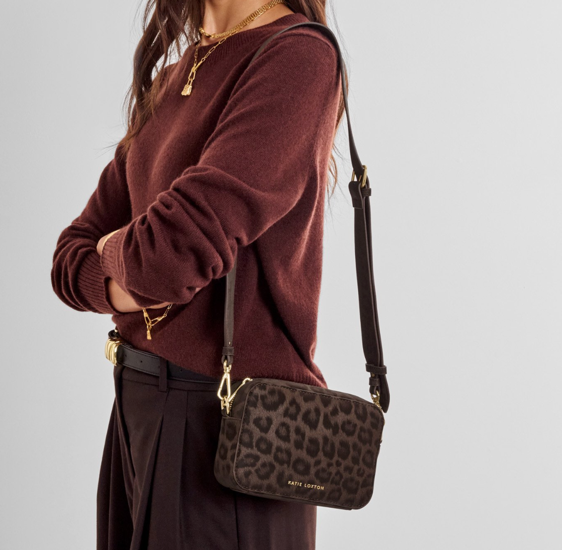 KL AVERY CROSSBODY CHOC LEOP