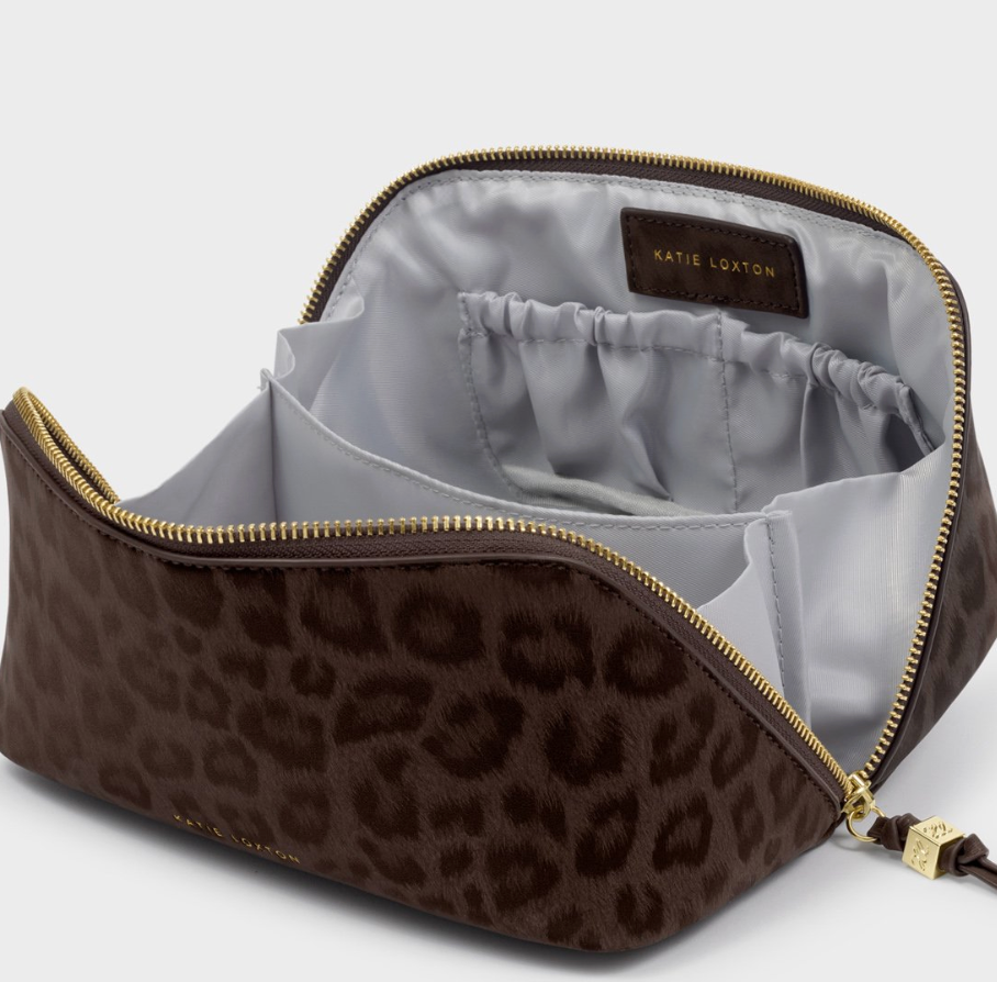 KL MEDIUM MAKE UP BAG CHOC LEOP