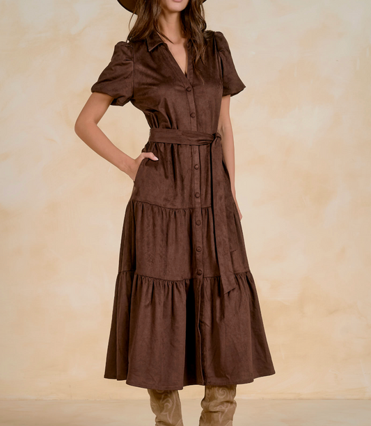 LE ETTA BRWN SUEDE MAXI