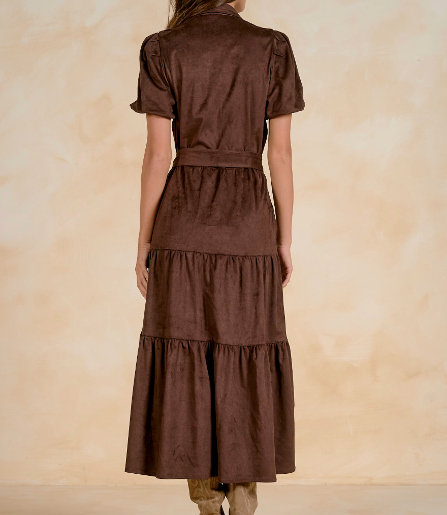LE ETTA BRWN SUEDE MAXI