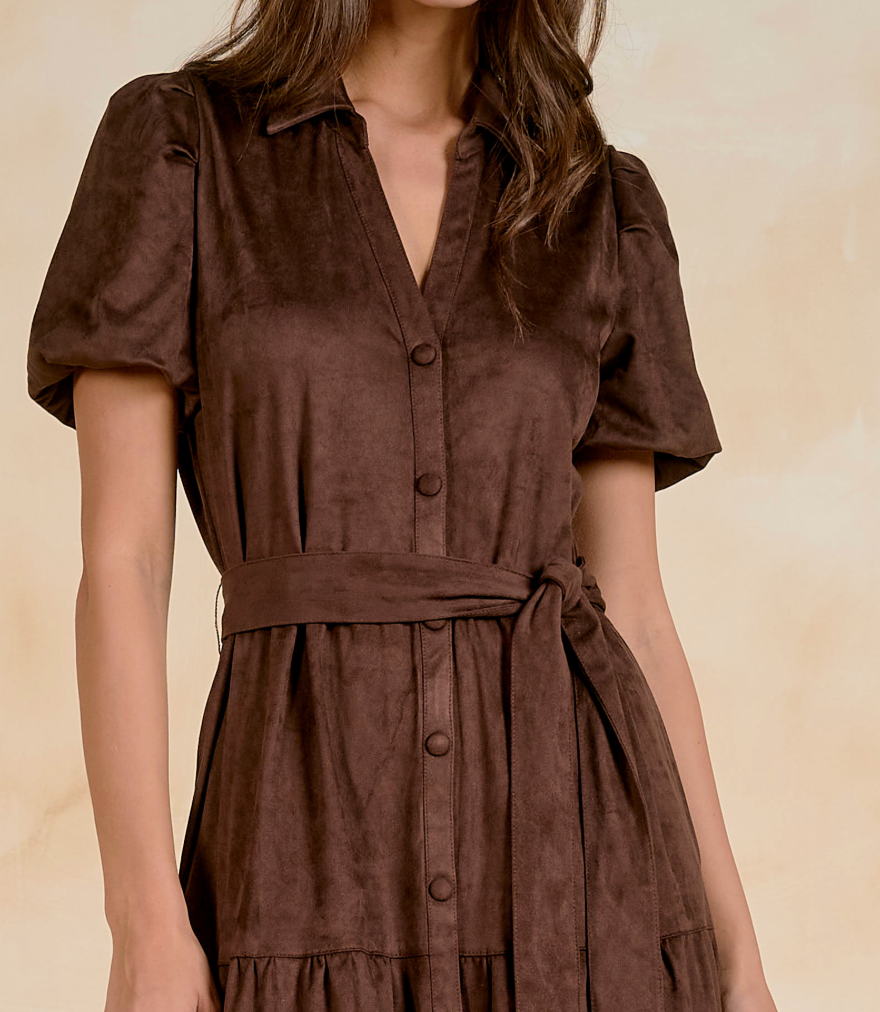 LE ETTA BRWN SUEDE MAXI