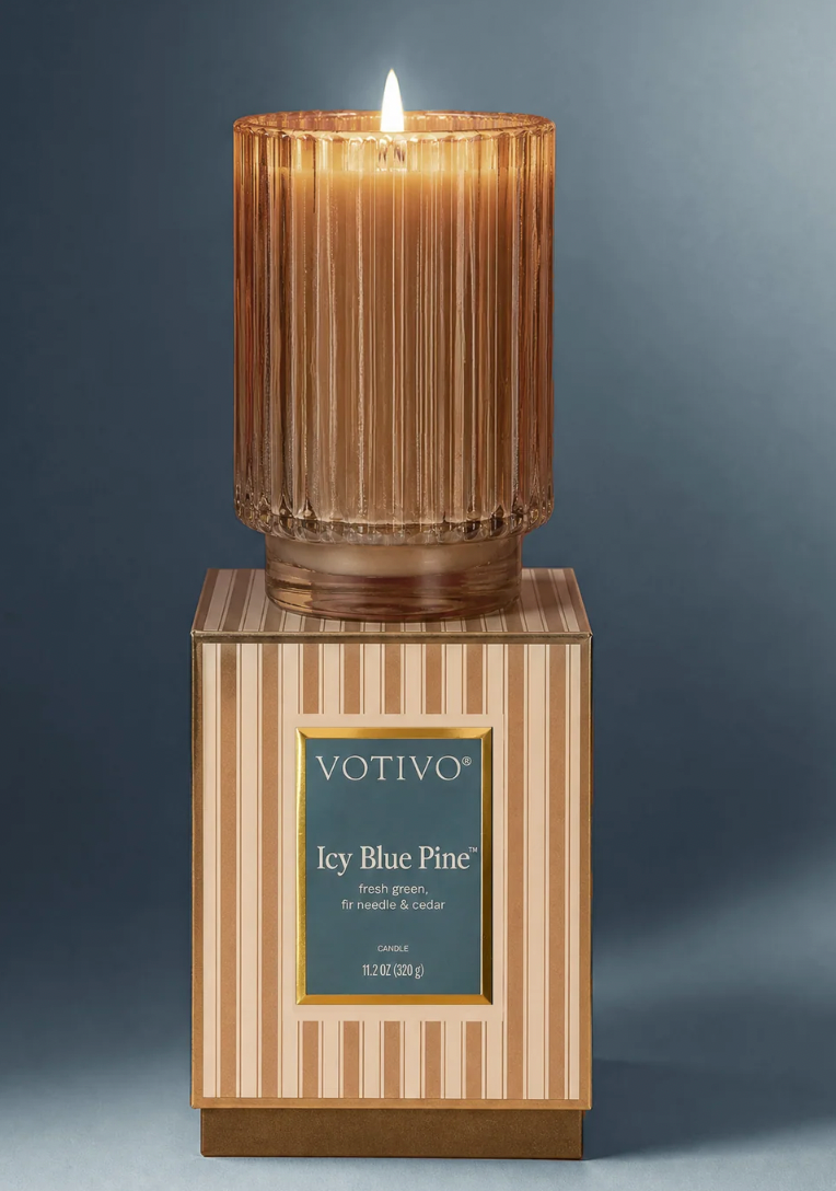 VOTIVO ICY BLUE PINE HOLIDAY CANDLE