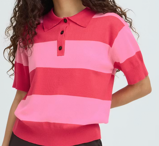 IC LULUS PNK STRIPE TOP