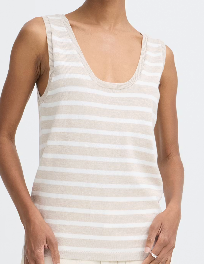 IC LULU OATMEAL STRIPE TNK