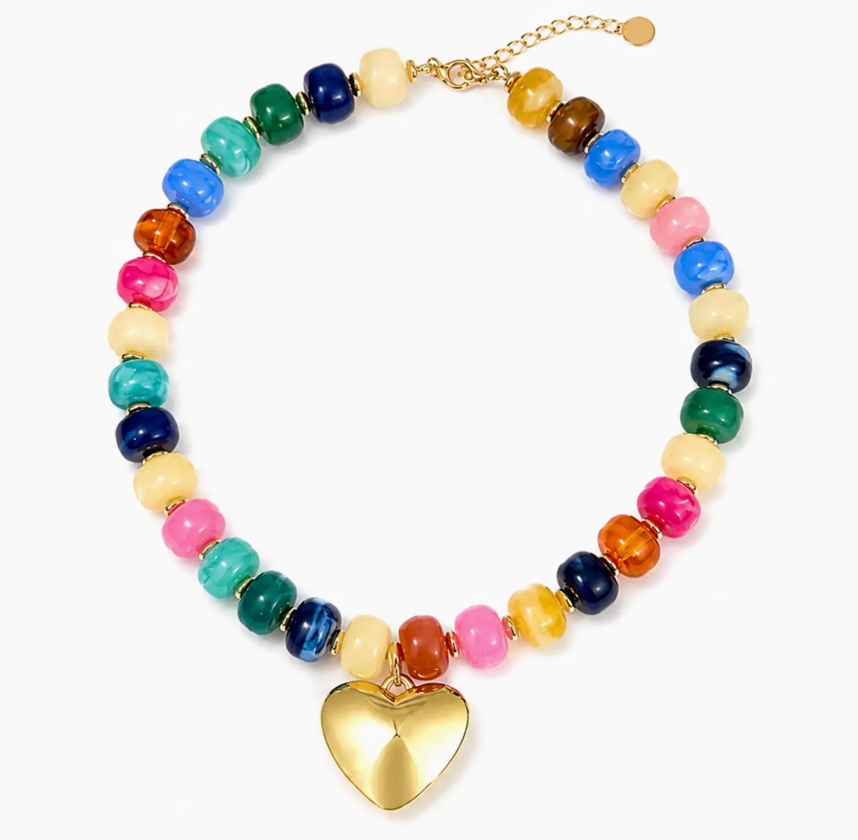HV BEADED PUFFY HEART NCKLCE