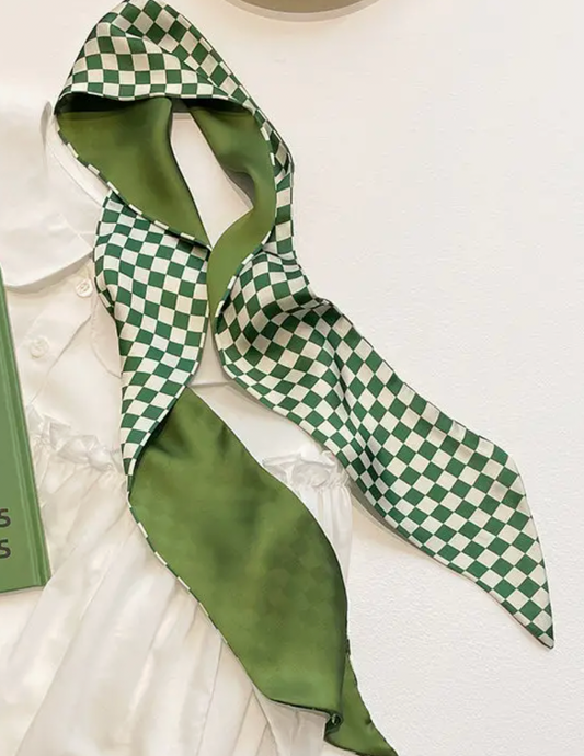 DF CHECKERED SILK SCARF