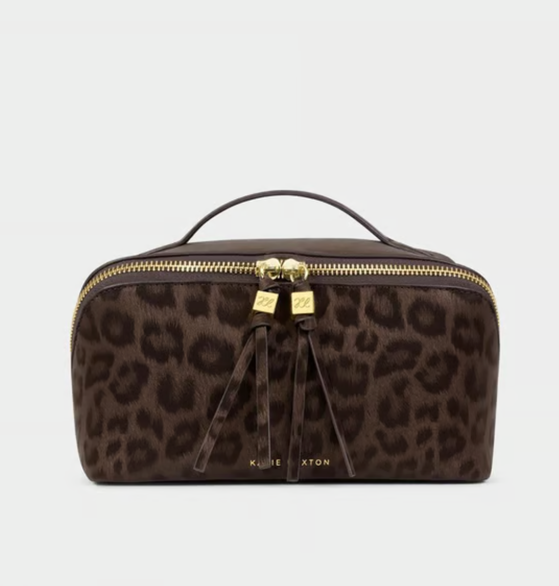 KL LARGE MAKE UP BAG CHOC LEOP