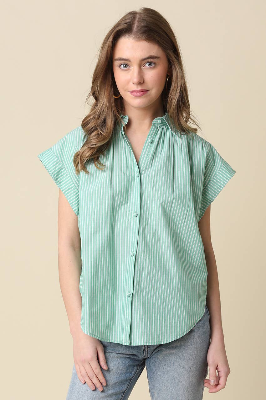 Brielle Striped Flutter Sleeve Blouse