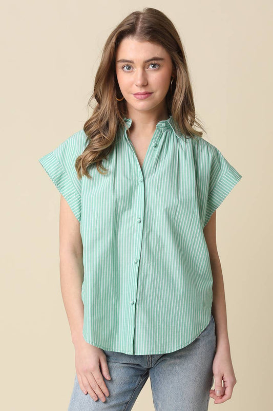 Brielle Striped Flutter Sleeve Blouse