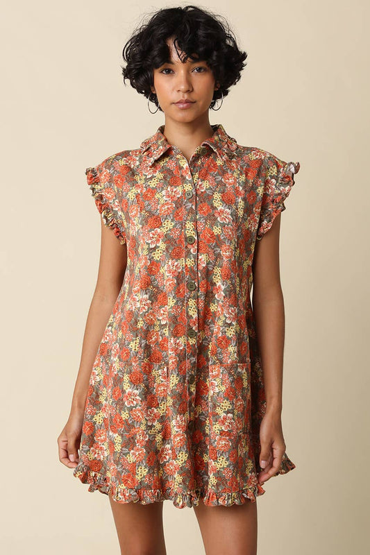Poppy Floral Shirt Mini Dress