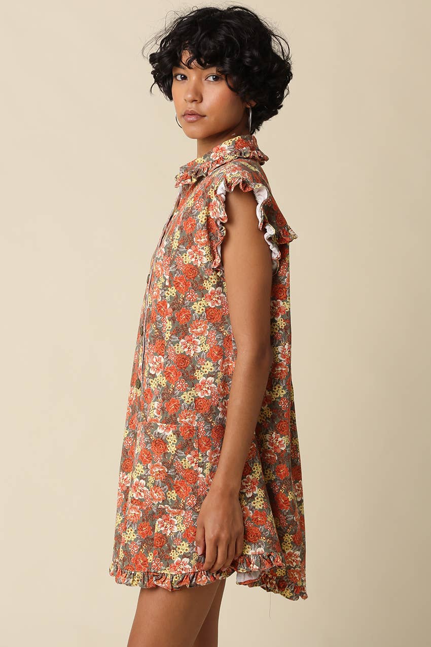 Poppy Floral Shirt Mini Dress